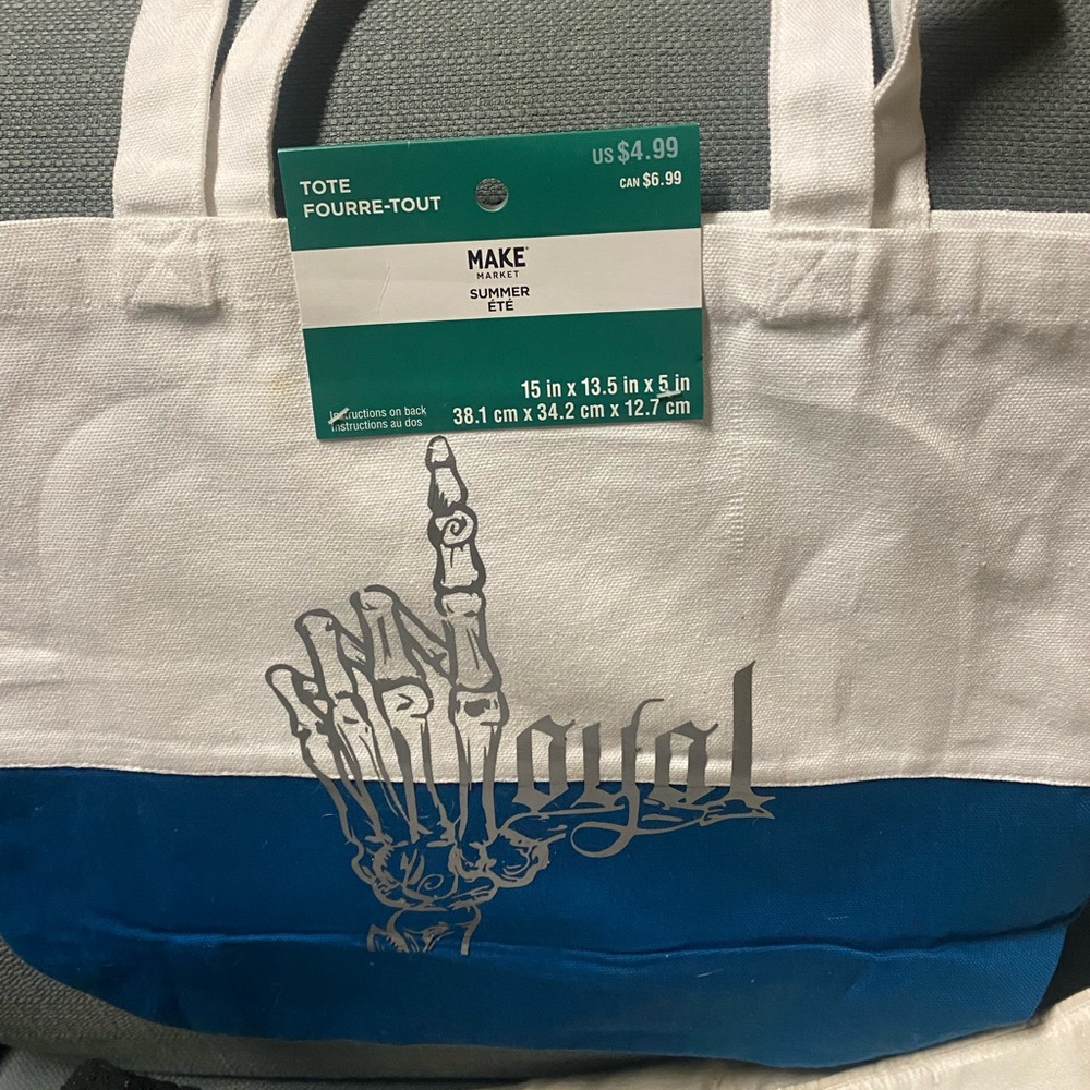 NWT…custom made tote…in blue and white…..